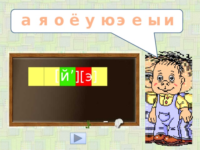 ё э и ы а а я о е у ю [й’ ][э]  