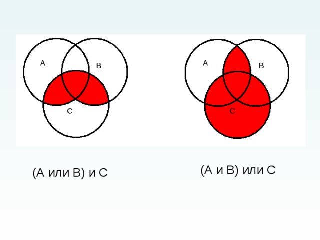 (А и В) или С (А или В) и С 