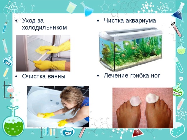 Уход за холодильником Чистка аквариума       Лечение грибка ног Очистка ванны