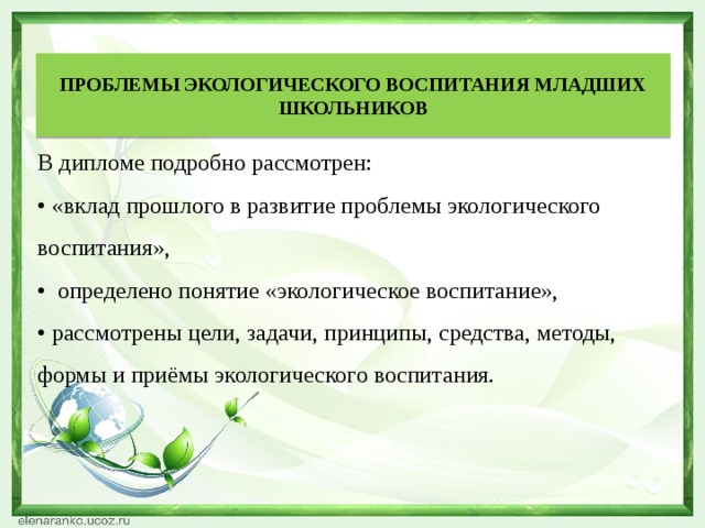 Экологическое воспитание молодежи проект