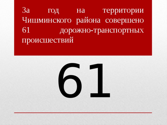 За год на территории Чишминского района совершено 61 дорожно-транспортных происшествий 61