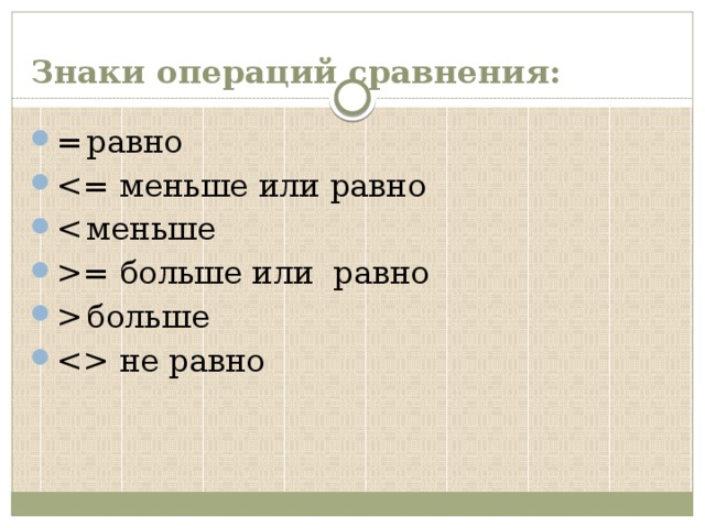 Не менее это. Больше или равно. А меньше или равно б. Не менее или равно. Не больше или равно.