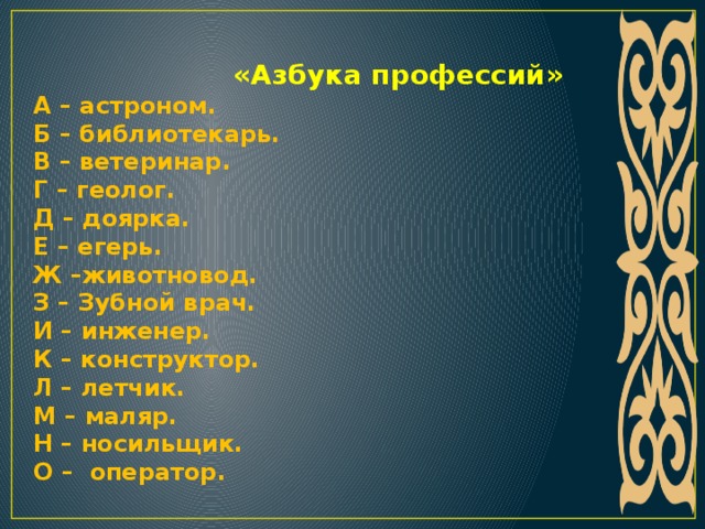 Азбука профессий 1 класс презентация