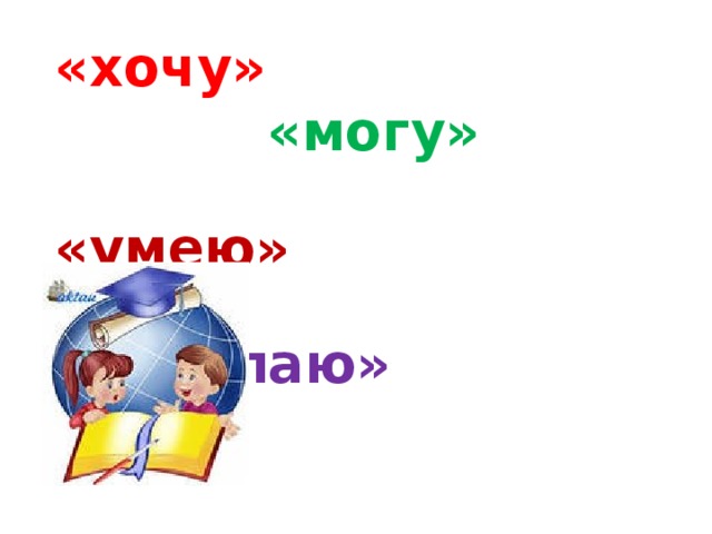 «хочу»   «могу»   «умею»   «делаю» 