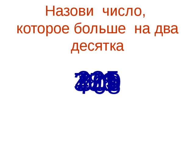 Назови число,  которое больше на два десятка 225 600 308 471 780 708