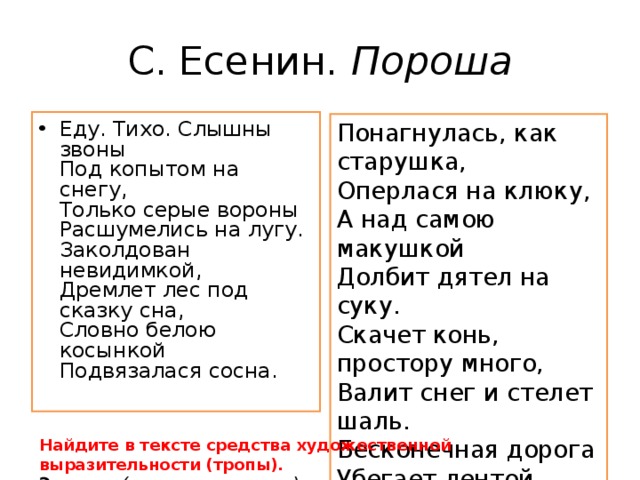 Что является предметом изображения в стихотворении пороша