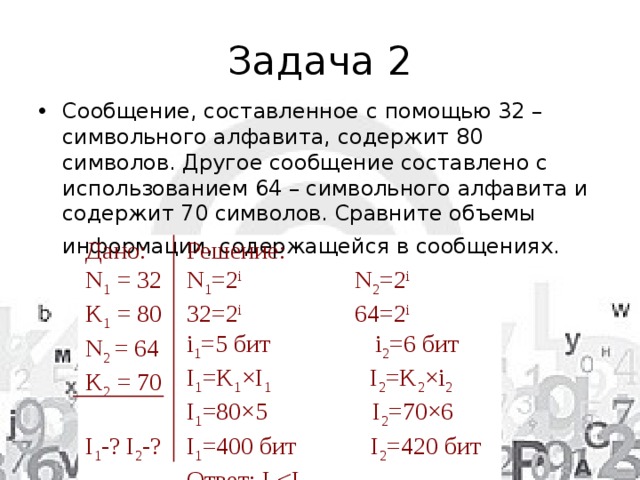 Сообщение записанные 64 символами алфавита содержит