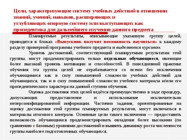 Система оценки достижения планируемых результатов освоения основной образовательной программы основного общего образования должна включать описание организации и содержания  : государственной (итоговой) аттестации обучающихся, промежуточной аттестации обучающихся в рамках урочной и внеурочной деятельности, итоговой оценки по предметам, не выносимым на государственную (итоговую) аттестацию обучающихся, оценки проектной деятельности обучающихся. 