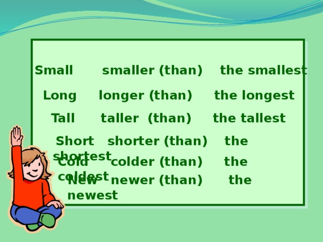 Example small smaller the smallest. Small smaller the smallest таблица. Long longer the longest таблица. Small smaller the smallest предложения. Long longer the longest правило английского.