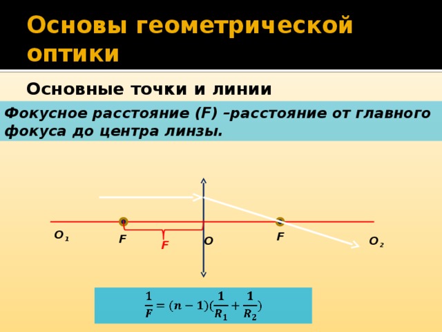 Оптика расстояние. Основные точки и линии собирающих линз. Основы геометрической оптики. Геометрический центр линзы это. Назовите основные точки и линии линзы.