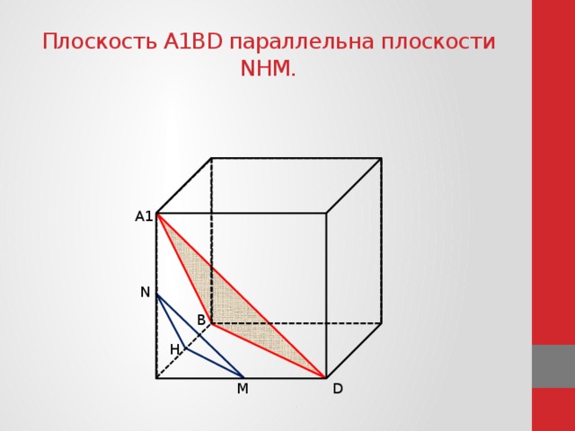 Прямая параллельна плоскости куб