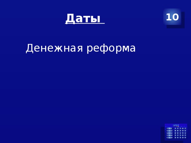 Даты 10 Денежная реформа