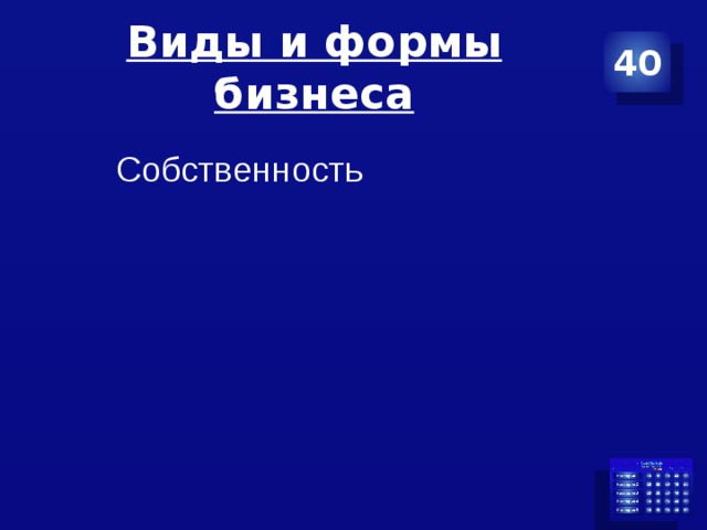 Виды и формы бизнеса 40 Собственность 