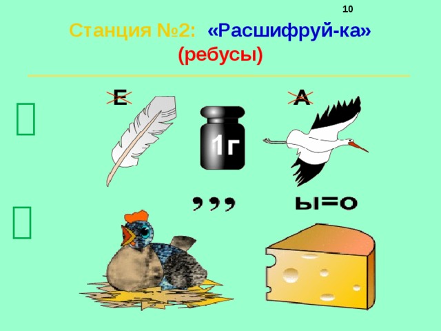     Станция №2 :  «Расшифруй-ка»  (ребусы)     