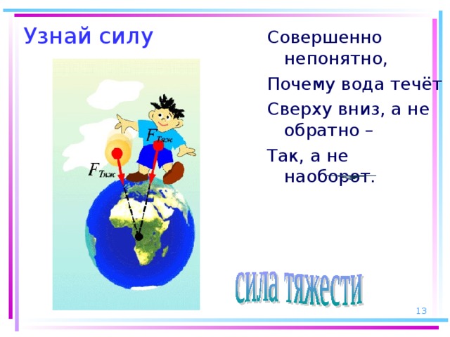 Узнай силу Совершенно непонятно, Почему вода течёт Сверху вниз, а не обратно – Так, а не наоборот.  