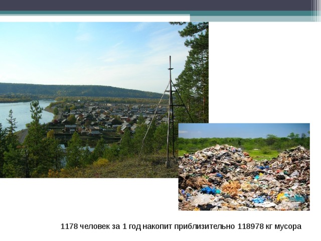 1178 человек за 1 год накопит приблизительно 118978 кг мусора