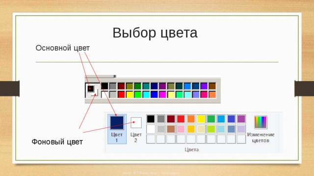 Выбор цвета Основной цвет Фоновый цвет Автор: © Пашкин Игорь Алексеевич 