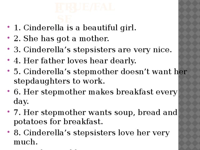 Exercise 3 True/False