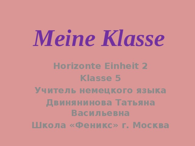 Meine klasse 5 класс презентация