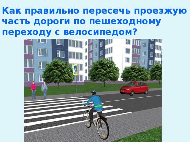 Как правильно пересечь проезжую часть дороги по пешеходному переходу с велосипедом? 