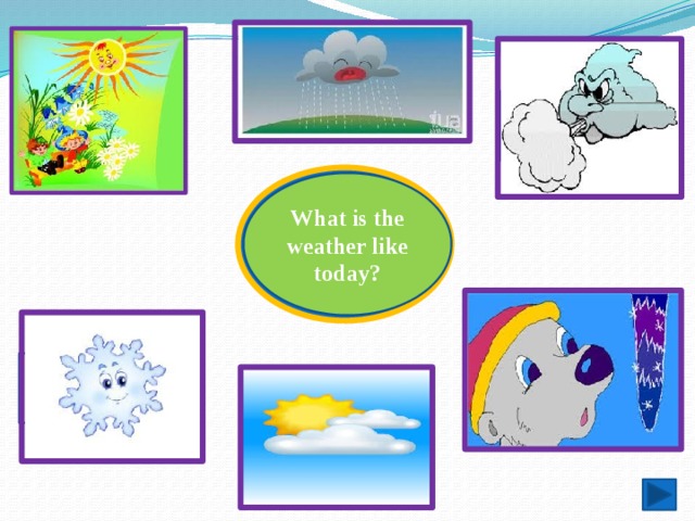 It’s raining. It’s hot and sunny. . It’s windy Какая погода сегодня? What is the weather like today? It’s snowing . It’s cold . It’s cloudy 
