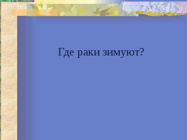 Где раки зимуют? 