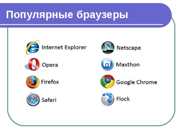 Из предложенного списка выберите названия браузеров интернета