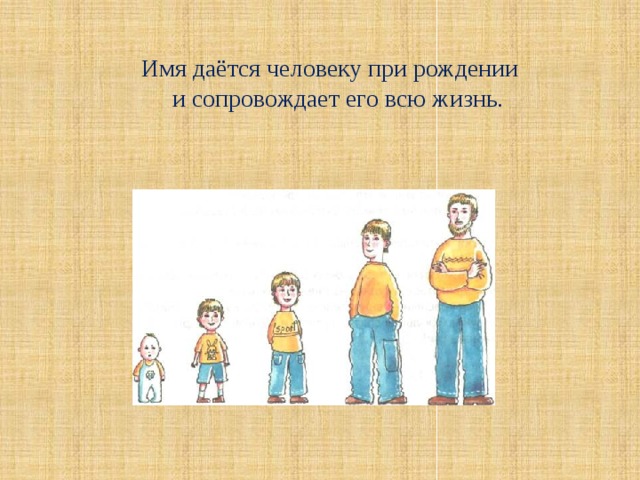 Имя даётся человеку при рождении и сопровождает его всю жизнь. 