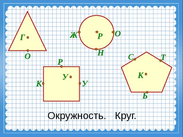 О Ж Р Г Н О С Т Р К У У К Ь Окружность. Круг. 5 
