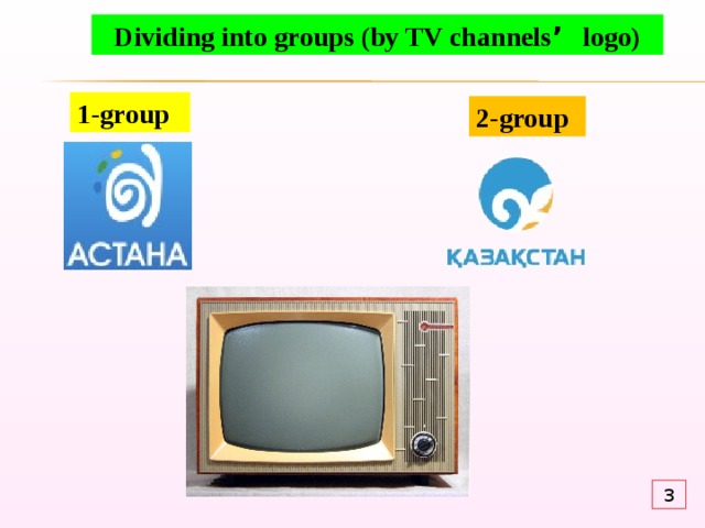 Dividing into groups (by TV channels ’ logo) 1-group 2-group  3 