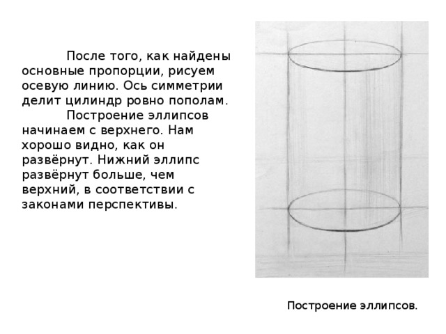 Как нарисовать цилиндр пошагово