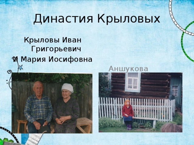 Династия Крыловых Крыловы Иван Григорьевич  Аншукова (Крылова)Мария Ивановна И Мария Иосифовна  