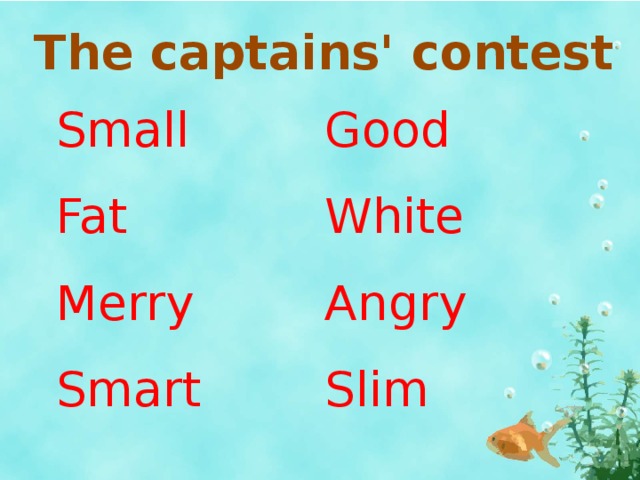 The captains' contest Small Good Fat White Merry Angry Smart Slim