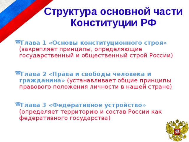 Структура основной части Конституции РФ