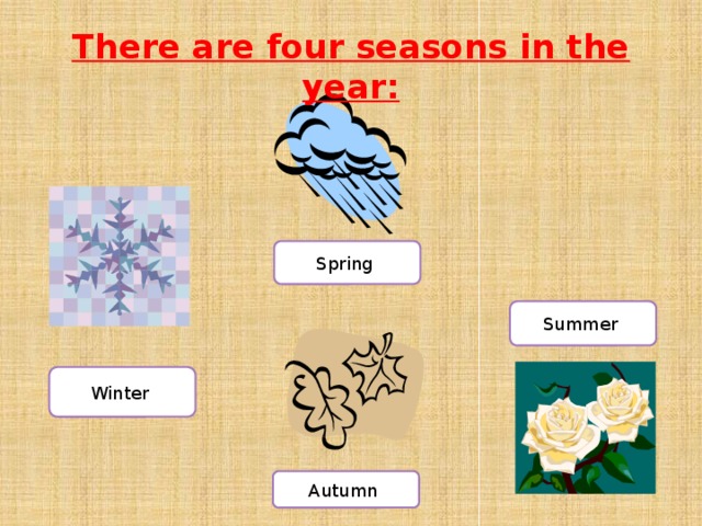 There are four seasons in the year: Spring Summer Winter Autumn 
