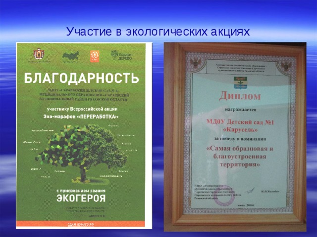 Участие в экологических акциях 