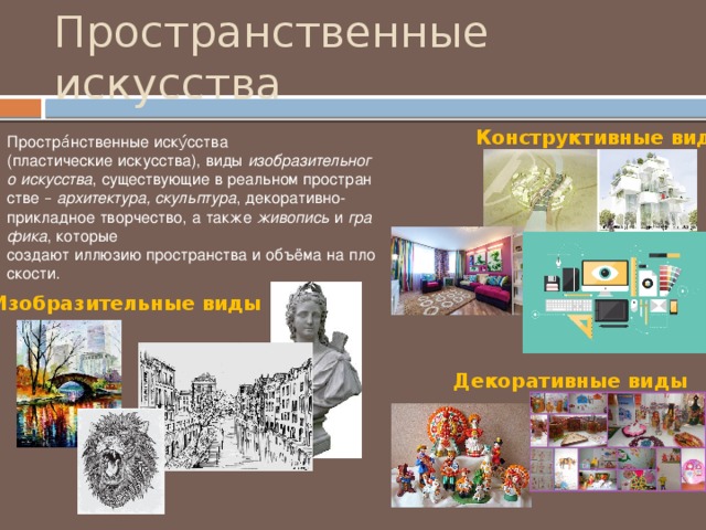 Пространственное искусство 6 класс. Изобразительная декоративная и конструктивная. Пространственные виды искусства. Пространственное искусство Изобразительное. Конструктивное и декоративное в изобразительном искусстве.