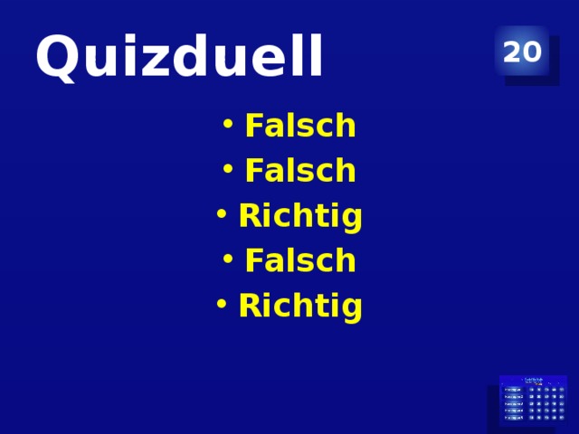 Quizduell 20 Falsch Falsch Richtig Falsch Richtig