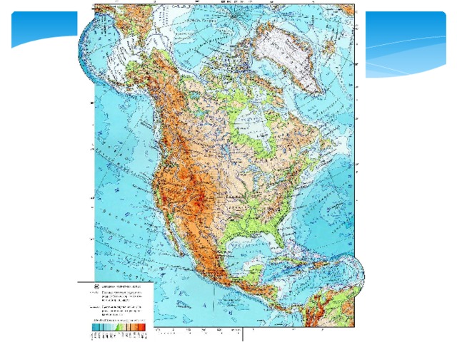 Карта рельефа северной америки