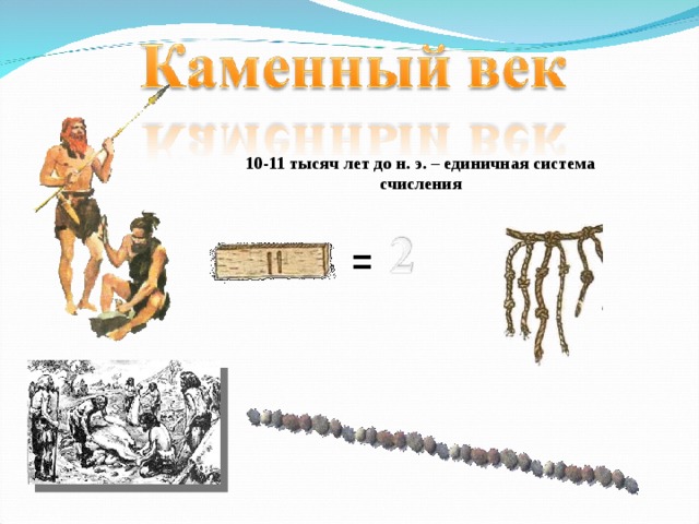 10-11 тысяч лет до н. э. – единичная система счисления = 
