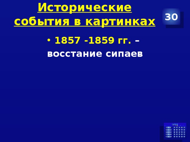 Исторические события в картинках 30 1857 -1859 гг. – восстание сипаев  