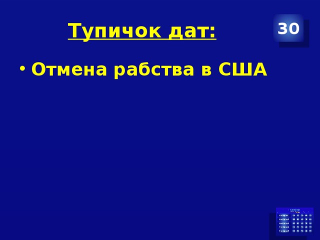 Тупичок дат: 30 Отмена рабства в США