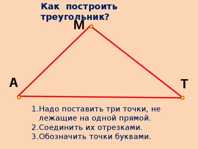 Треугольник 1 5. Как начертить треугольник. Создать треугольник в с. Дополнительные построения в треугольнике. Три отрезка соединяющие три точки не лежащие на одной прямой.