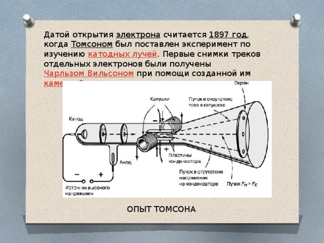 После открытия электрона. Открытие катодных лучей 1897 г Дж Томсон. Катодными лучами, Дж. Дж. Томсон.