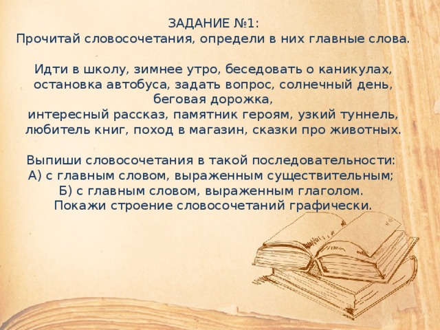 выписать из текста с прилагательными и существительными. какие части речи не являются словосочетаниями. прочитай словосочетания определи в них главные слова. прочитай словосочетания определи в них главные слова. выписать словосочетания с типом связи примыкание.