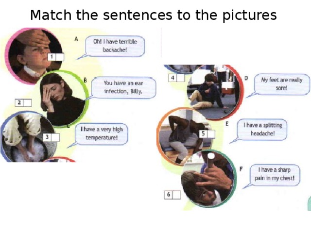 Match the sentences to the pictures 