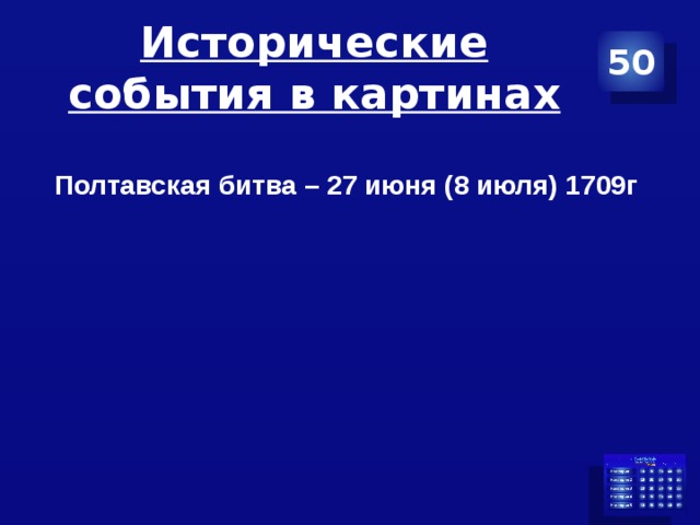 Исторические события в картинах 50 Полтавская битва – 27 июня (8 июля) 1709г 