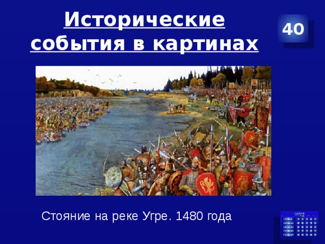 Исторические события в картинах 40 Стояние на реке Угре. 1480 года 