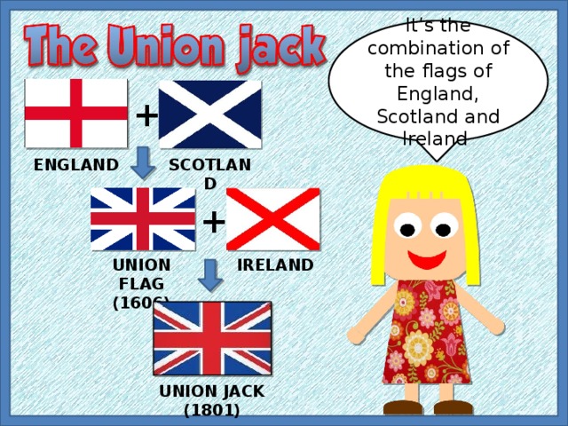It’s the combination of the flags of England, Scotland and Ireland + ENGLAND SCOTLAND + UNION FLAG (1606) IRELAND UNION JACK (1801) 