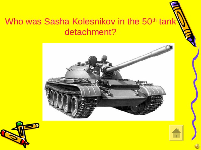 Who was Sasha Kolesnikov in the 50 th tank detachment?
